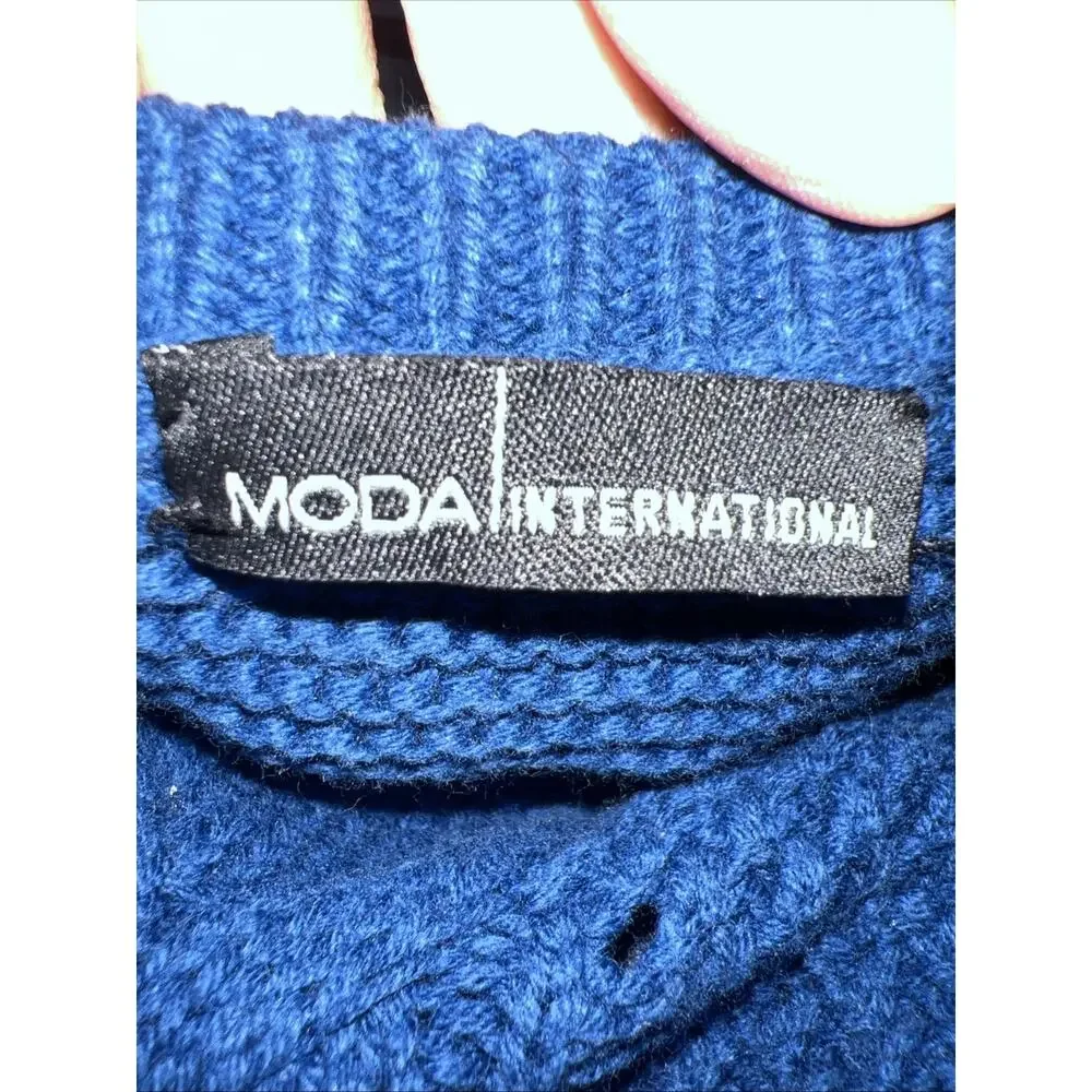 MODA‎ International Teal Sweater Dress Cable Knit Lined Sz Medium Scoop Neck